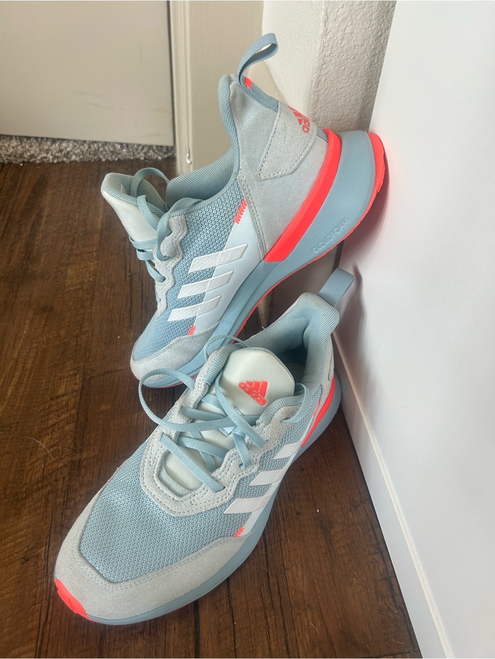 adidas womens Light Blue and orange Sneakers - Picture 2 of 14